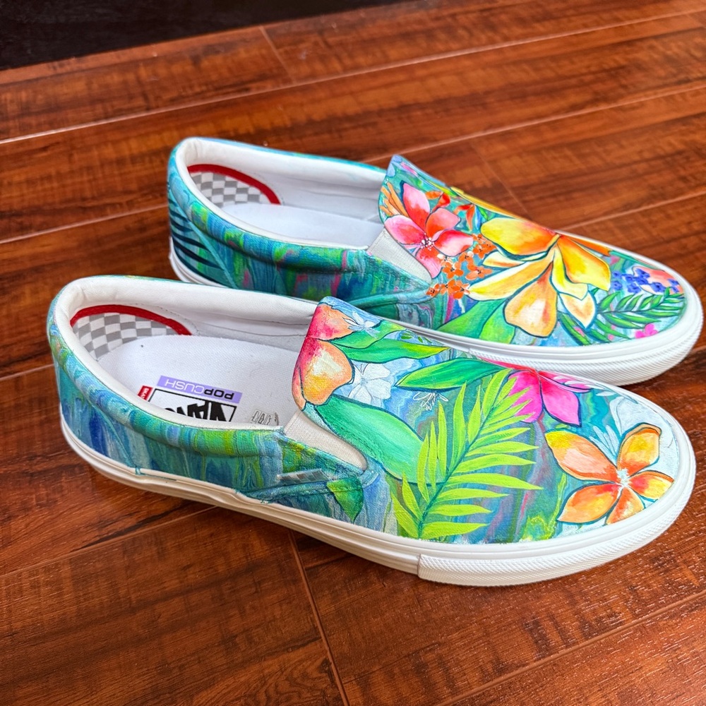 Van’s Custom Handpainted Mens sz 13 Popcrush Skateboarding Island Slip On shoes - Picture 5 of 12